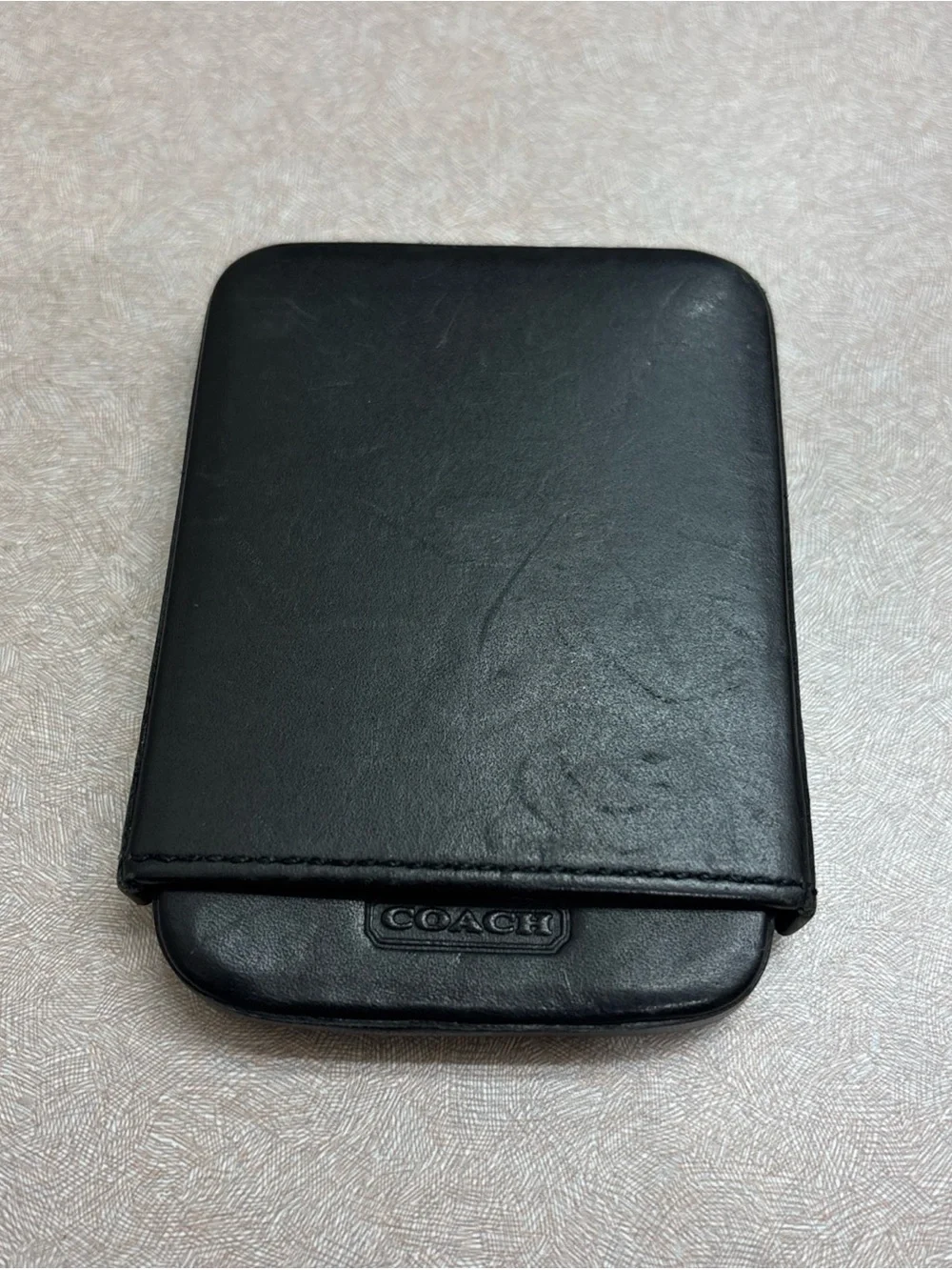 Coach Black Leather Slide Structured Business Card Holder Case Wallet 2 Pc